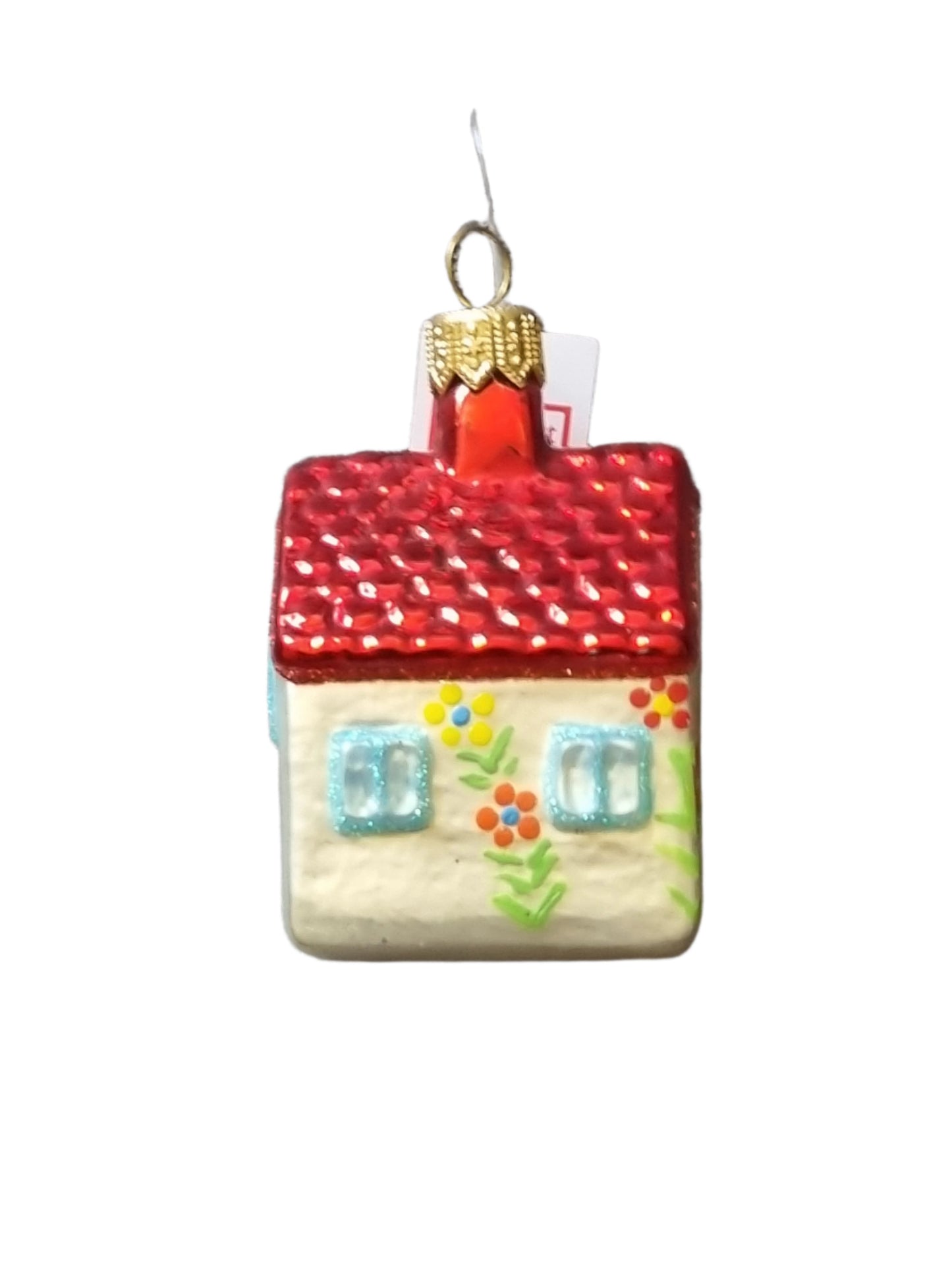 European Glass Christmas ornament of a House | Flowers (P)
