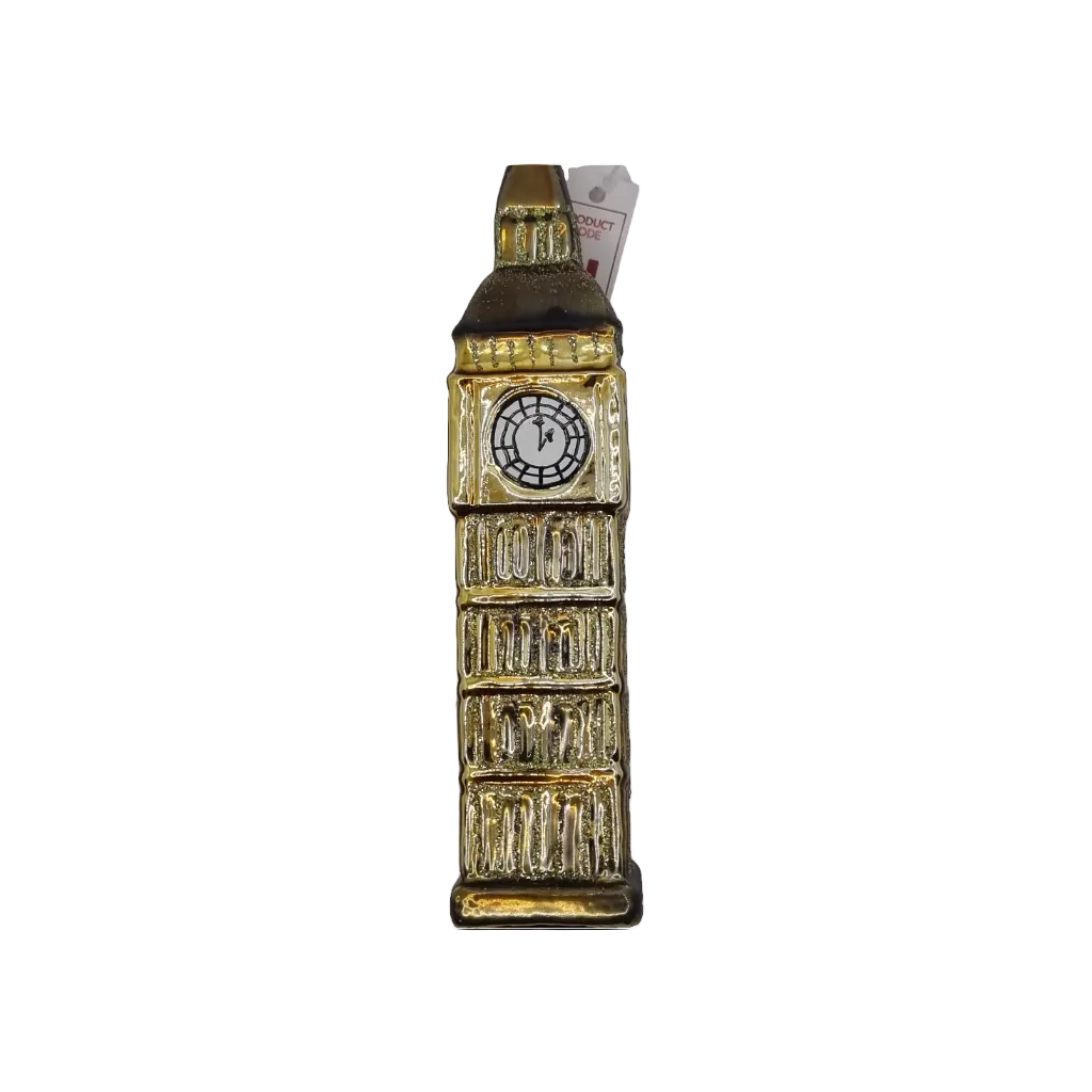 European Glass Christmas ornament of a Big Ben Clock Tower Bejeweled (U)