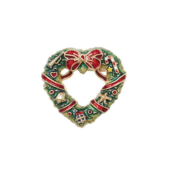 European Glass Christmas ornament of a Large Heart Wreath | Brooch V