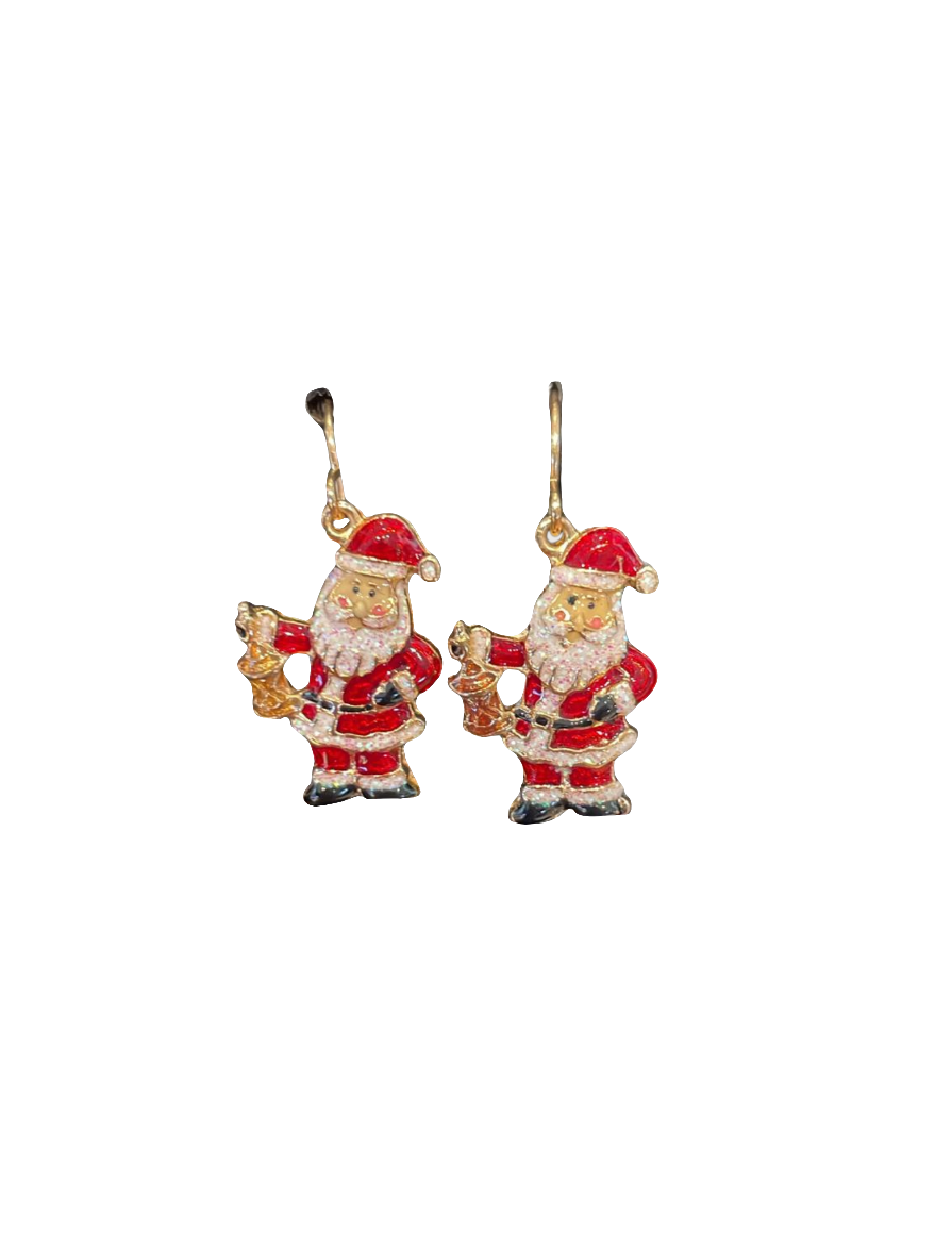 European Glass Christmas ornament of a Santa with Lantern | Earrings