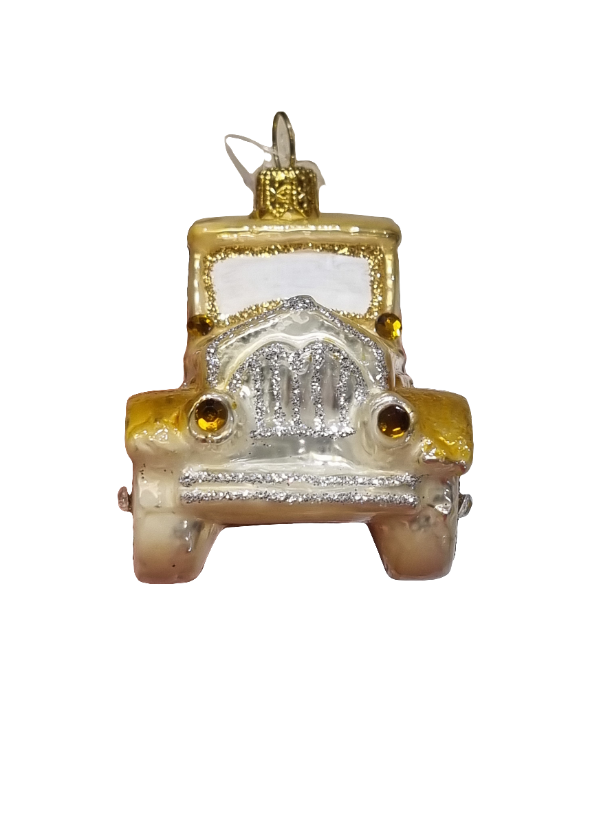 European Glass Christmas ornament of a Taxi (V)