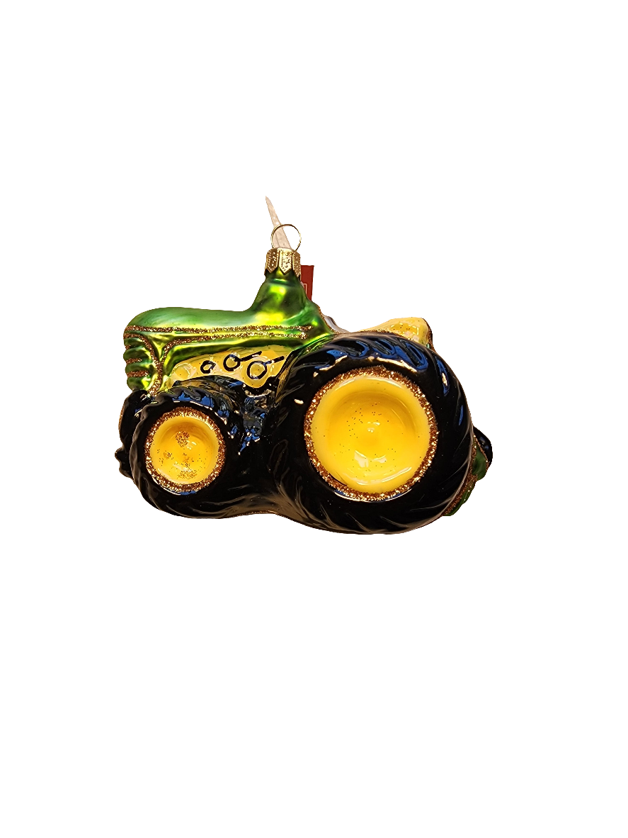 European Glass Christmas ornament of a Tractor (U)