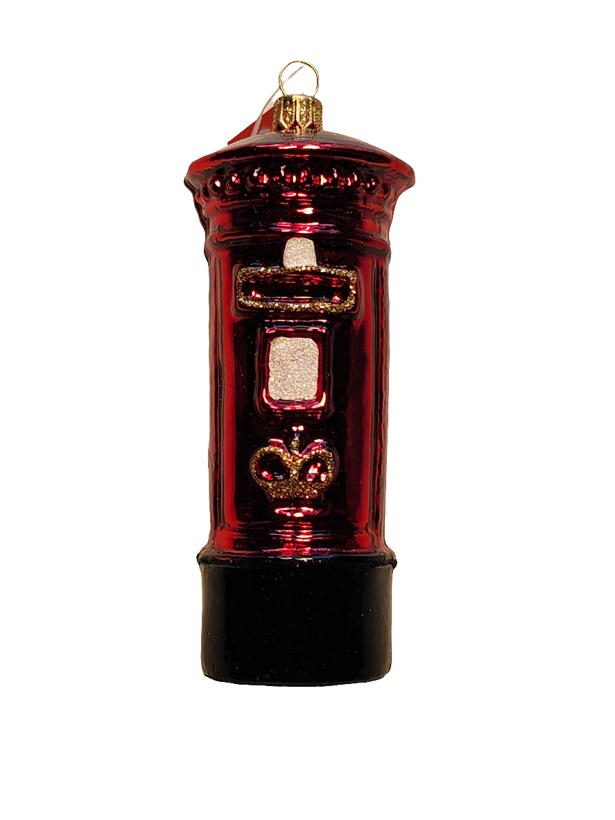 European Glass Christmas ornament of a Mailbox British UK (T)