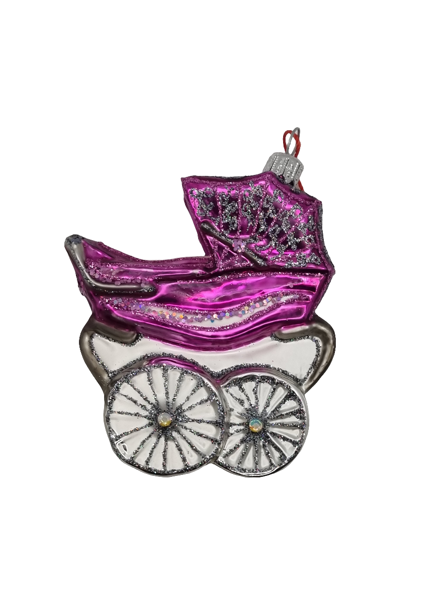 European Glass Christmas ornament of a Pram large (U)