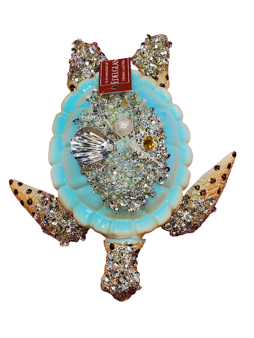 European Glass Christmas ornament of a Sparkly Turtle (S)