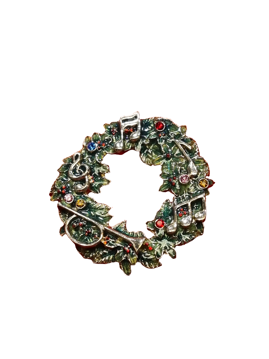 European Glass Christmas ornament of a Music Wreath | Brooch V