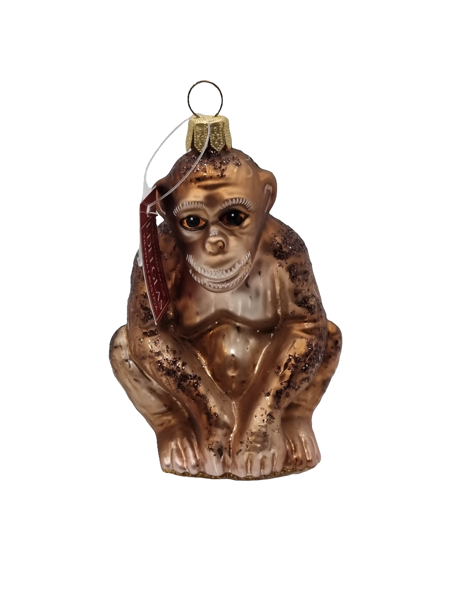 European Glass Christmas ornament of a Monkey | Sparkle (S)