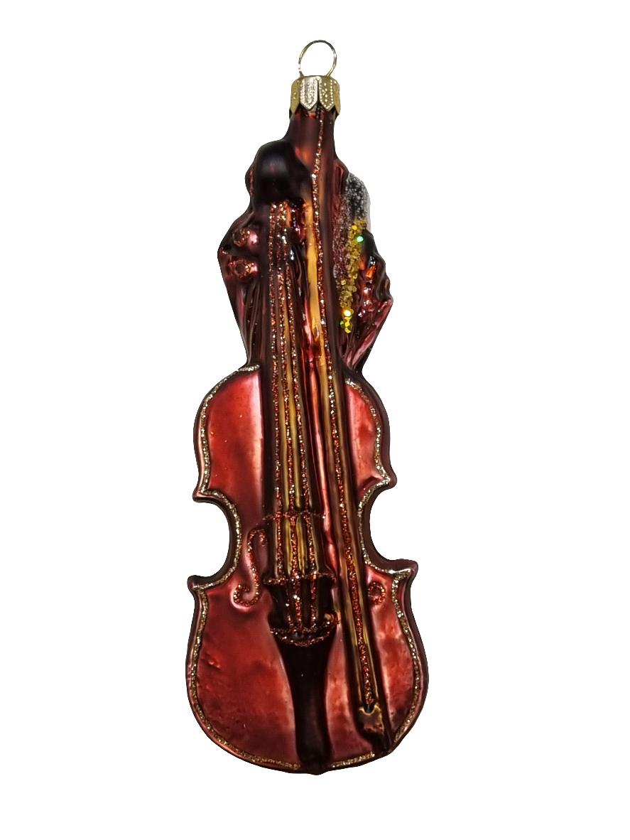 European Glass Christmas ornament of a Violin / Cello (U)