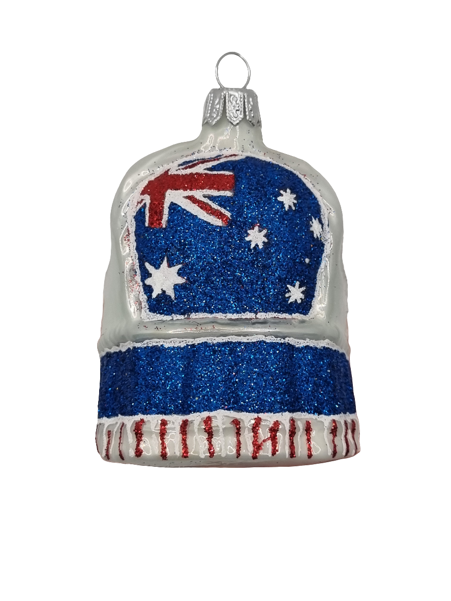European Glass Christmas ornament of a Throne Australian Flag (T)