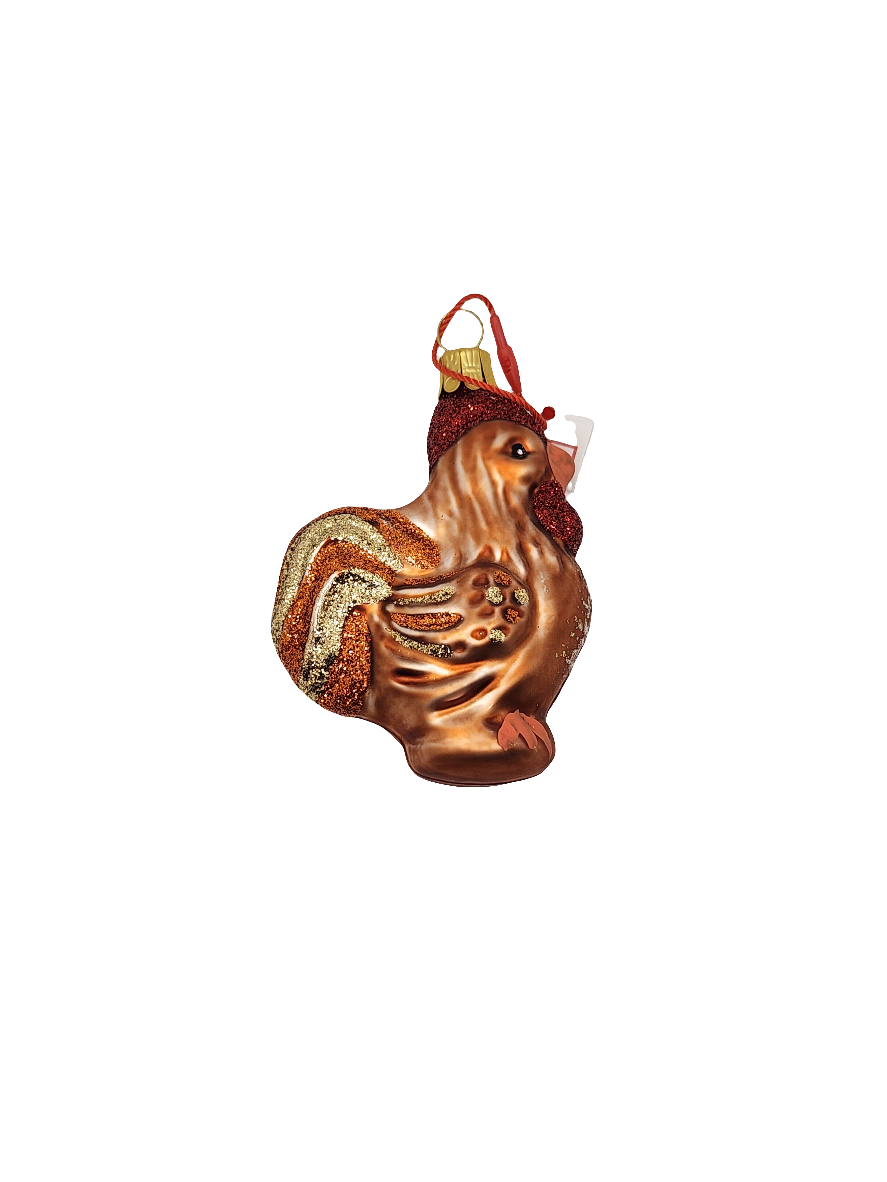 European Glass Christmas ornament of a Rooster Chicken Small (K)