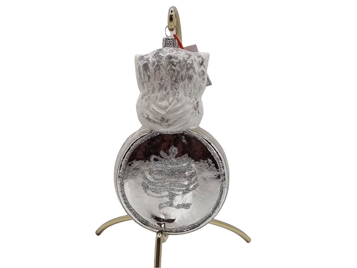European Glass Christmas ornament of a Owl on clock (U)