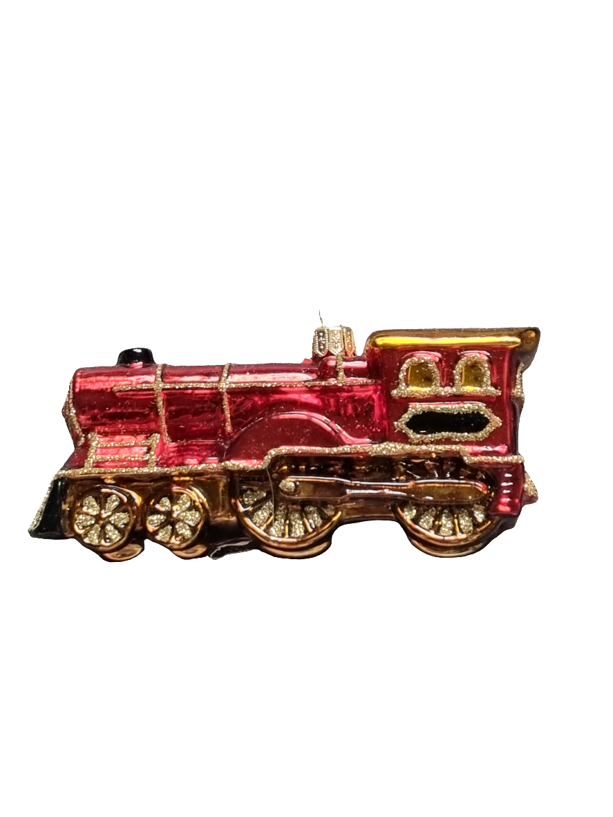 European Glass Christmas ornament of a Train | Red (U)