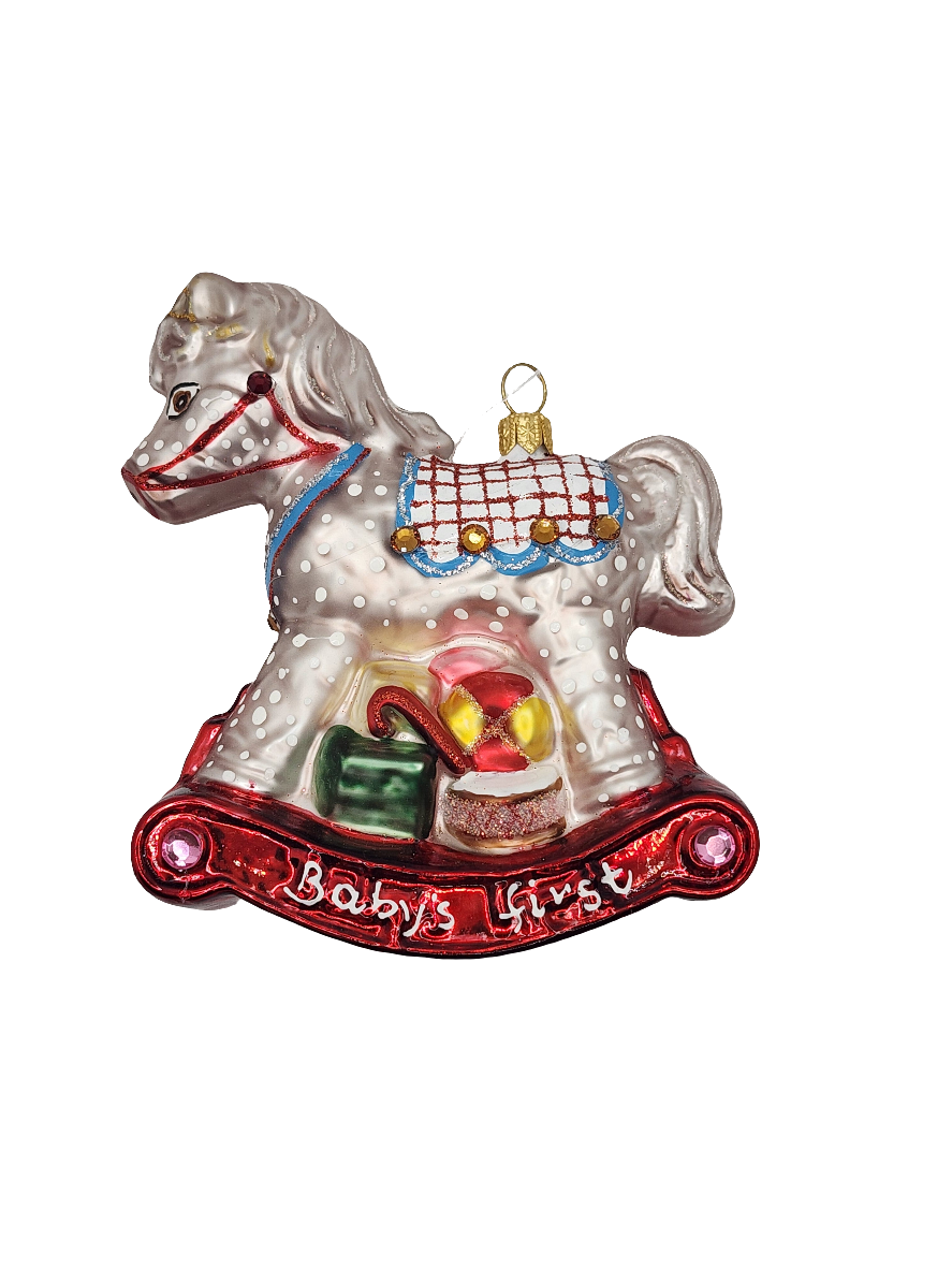 European Glass Christmas ornament of a Rocking horse (W)
