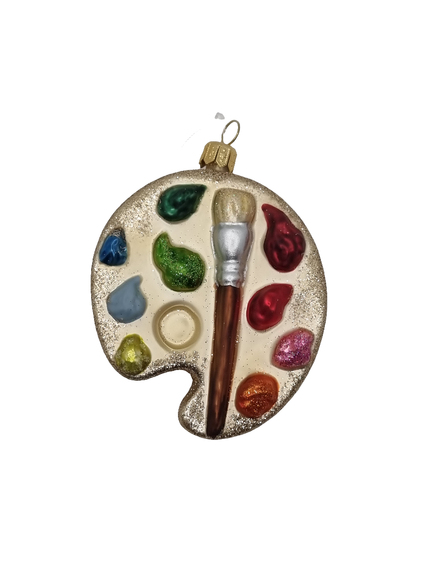 European Glass Christmas ornament of a Paint palette (S)