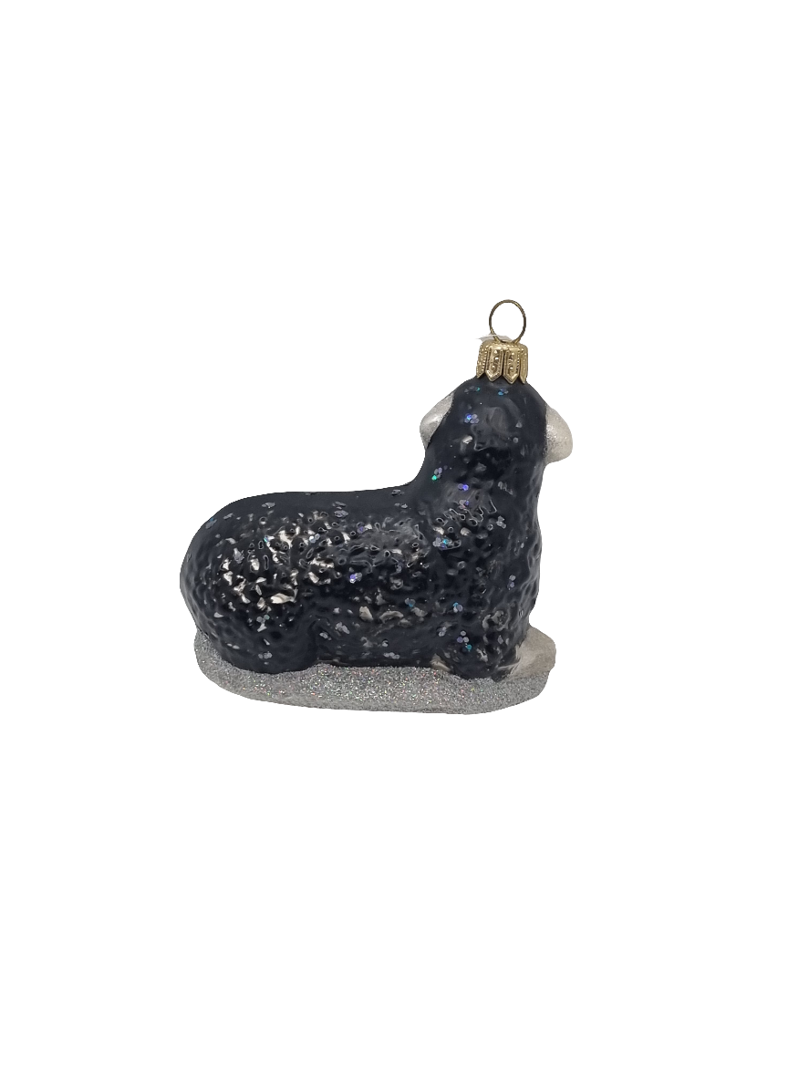 European Glass Christmas ornament of a Sheep | Sparkling Sitting Ewe (P)