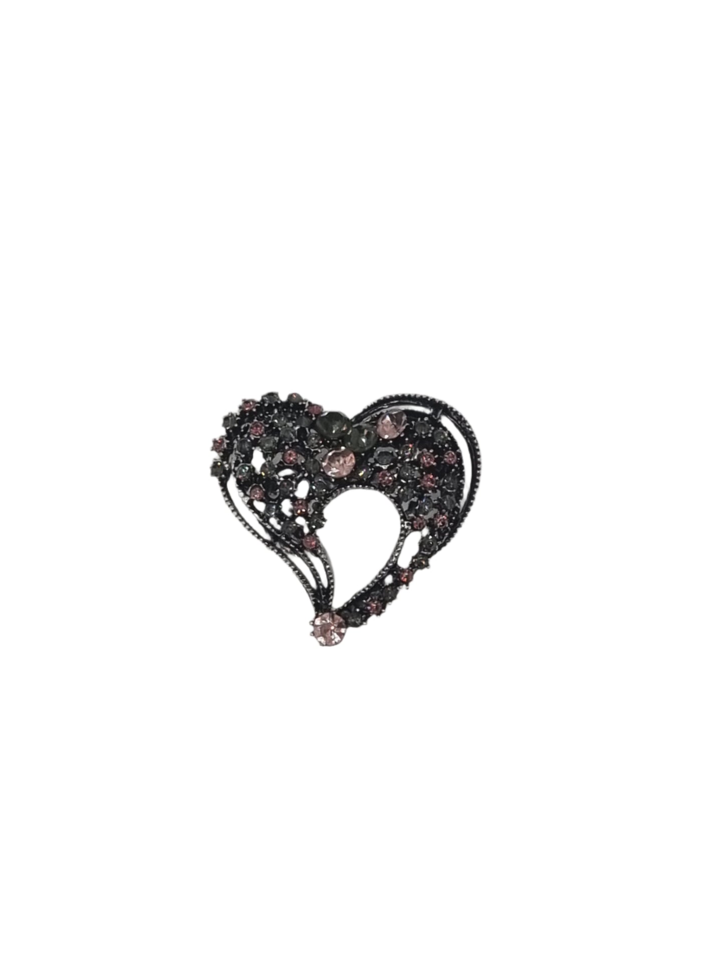 European Glass Christmas ornament of a Pink Heart with Cutout | Brooch IV
