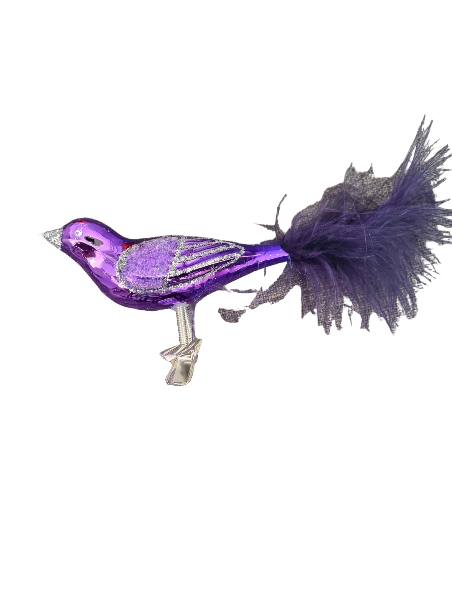 Birds on Clip (I) | Large Pink and Purple Birds with Feather Tail