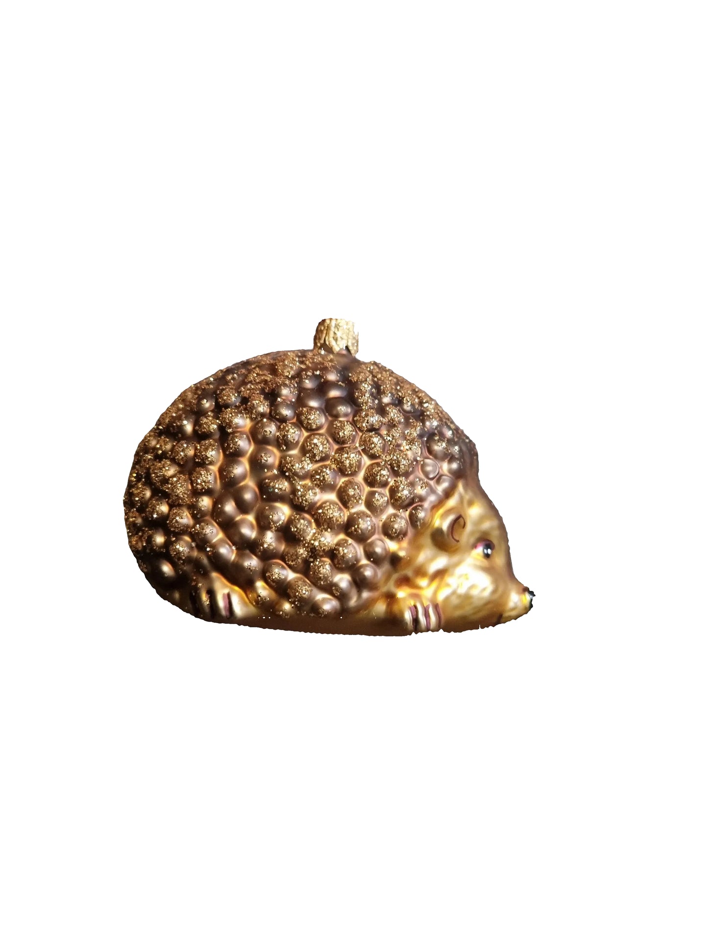 Gold hedgehog glass Christmas ornament