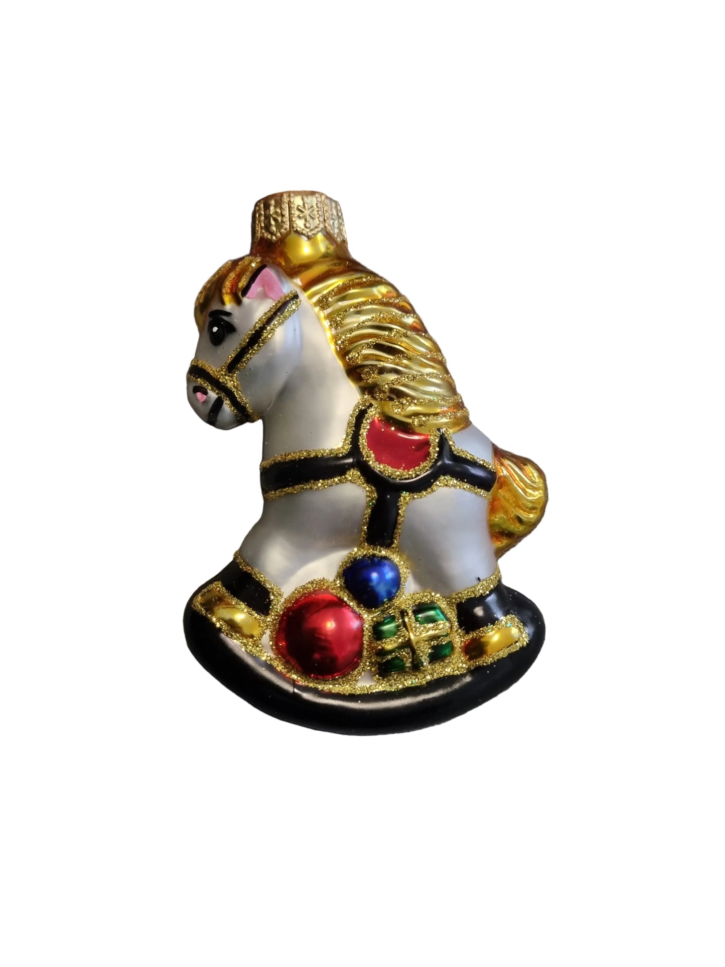Decorative rocking horse glass Christmas ornament