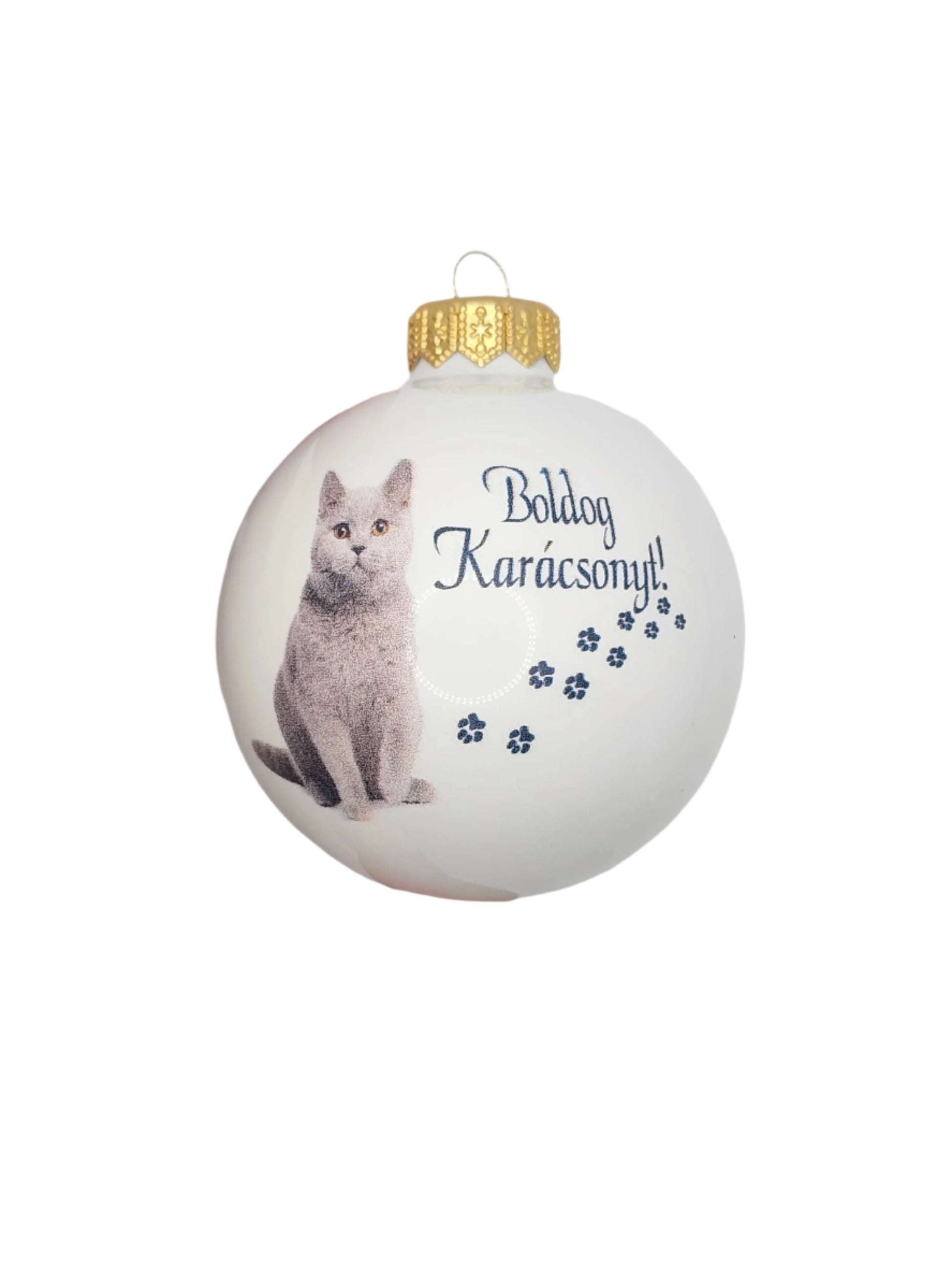 European Glass Christmas ornament of a Baubles | Merry Christmas Cats (F)