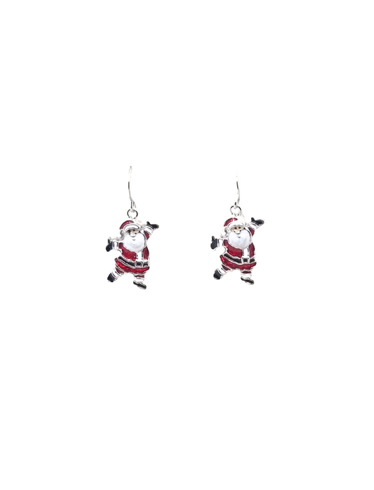 European Glass Christmas ornament of a Dancing Santa | Earrings