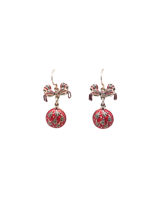 Dangle Red Ball Green Tree | Earrings