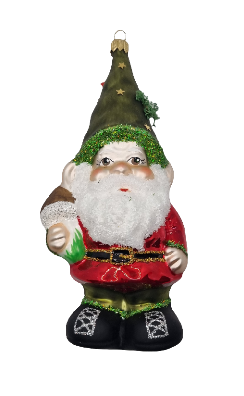 European Glass Christmas ornament of a Gnome (W)