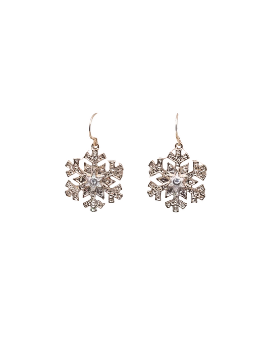 European Glass Christmas ornament of a Gold Snowflakes | Earrings