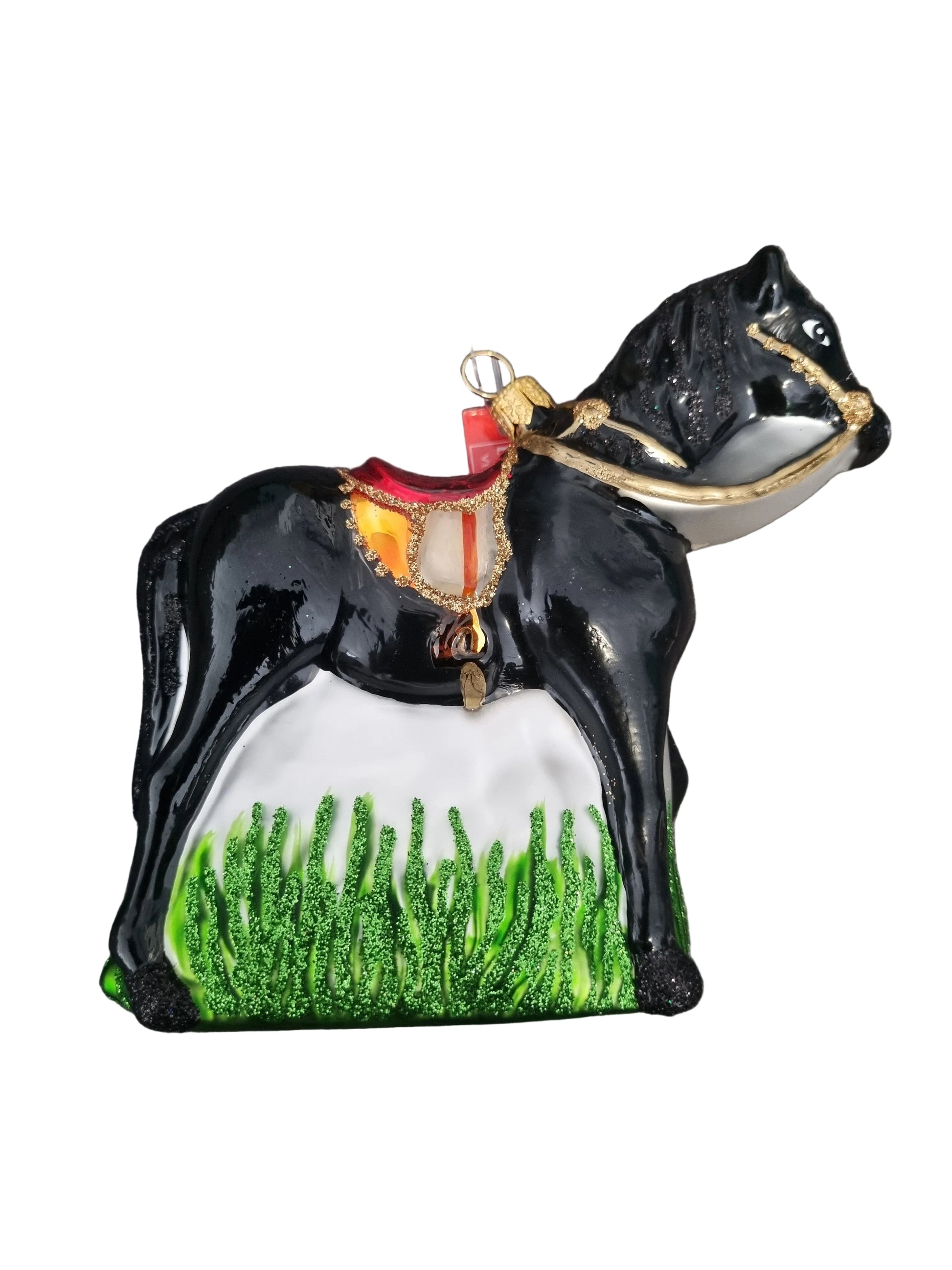 European handmade glass Christmas ornament of a horse