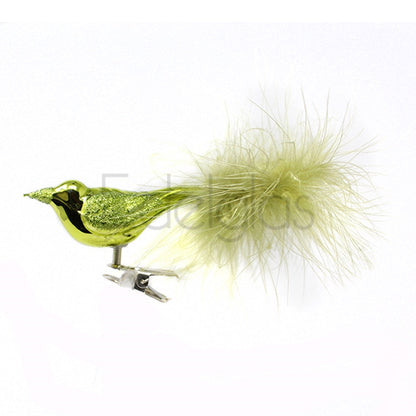 European Glass Christmas ornament of a Birds on Clip (E) | Small Feather Tail