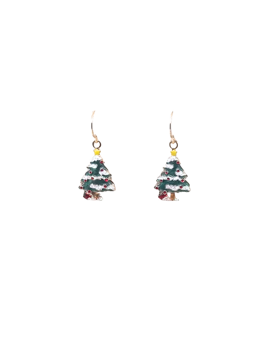 Snowy Tree Gold Star | Earrings