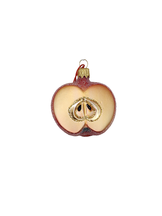 European Glass Christmas ornament of a Apple half frosted (D)