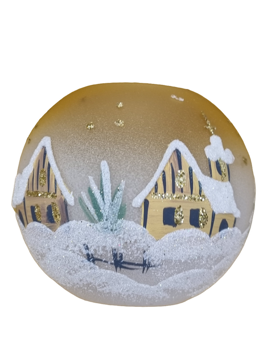 European Glass Christmas ornament of a Round Glass Candle Holder
