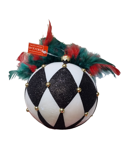 Venetian Mask Bauble with Feathers (W)