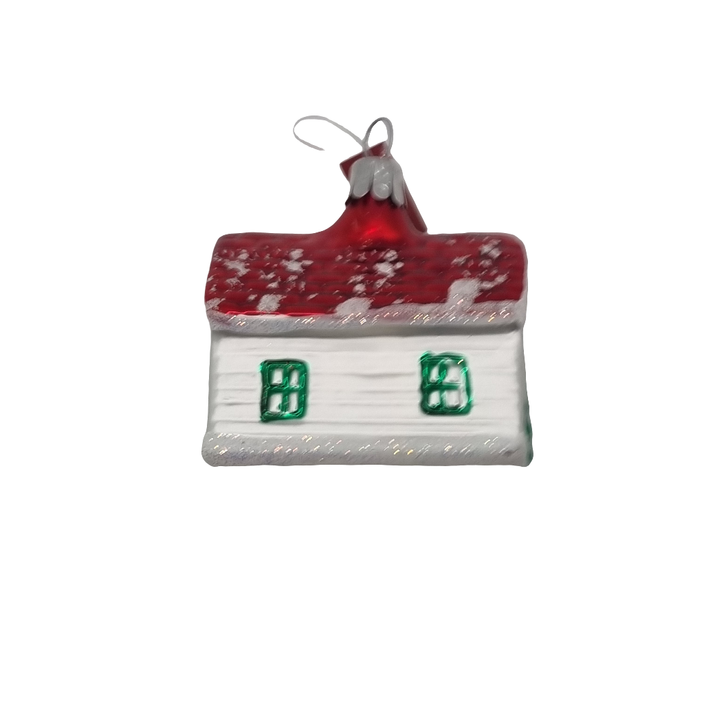 House Red Roof Christmas Tree Red Door (D)