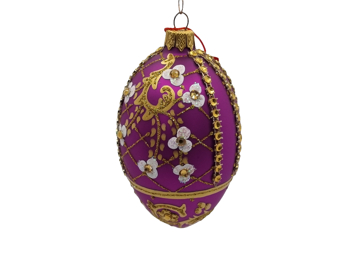 Glass Eggs | Purple Faberge Style Easter Eggs (S)