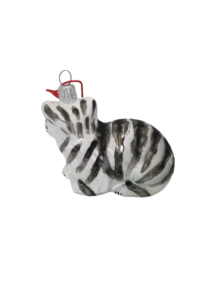 Cat | White with Black Stripes & Green Eyes (P)