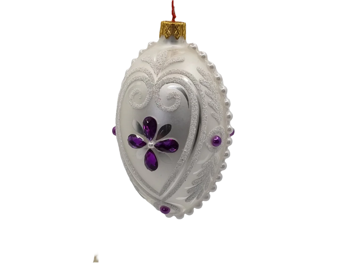 Glass Eggs | White Faberge Style Easter Eggs (T)