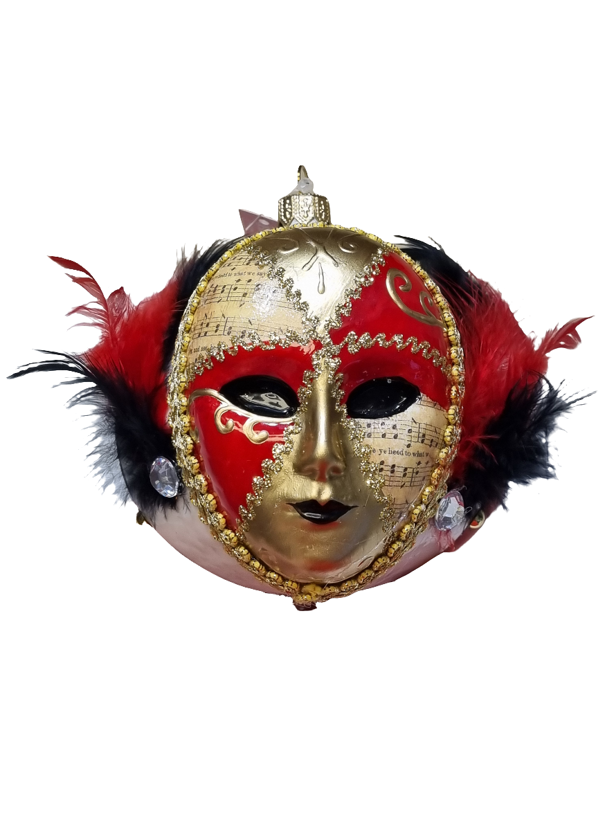 Venetian Mask Bauble with Feathers (W)
