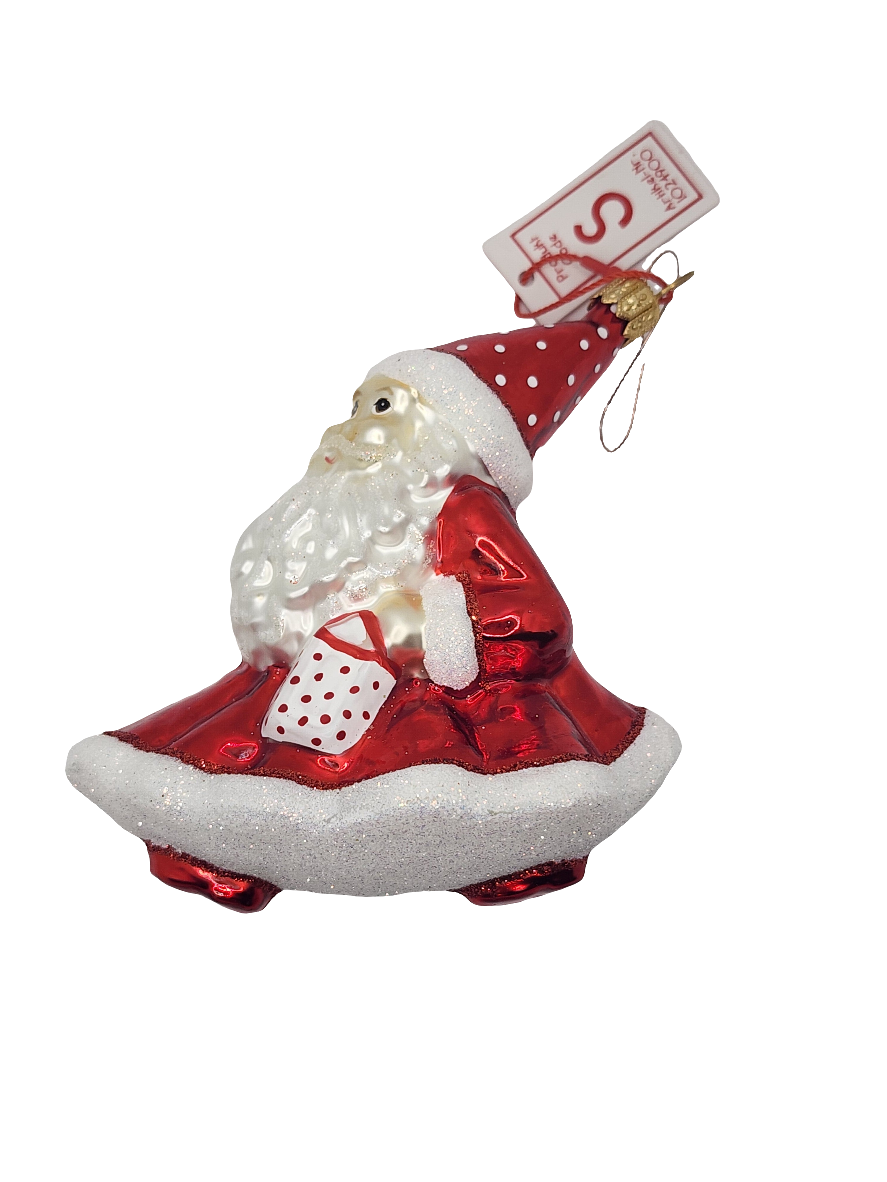 Santa walking striding lantern candy cane (S)
