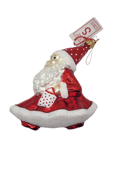 Santa walking striding lantern candy cane (S)