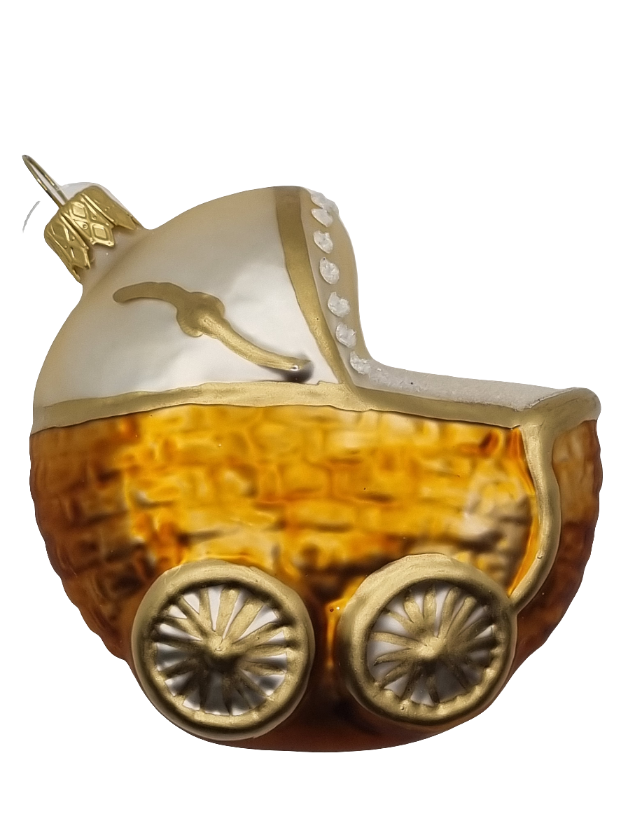 European Glass Christmas ornament of a Pram (P)