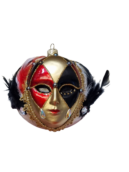 Venetian Mask Bauble with Feathers (W)