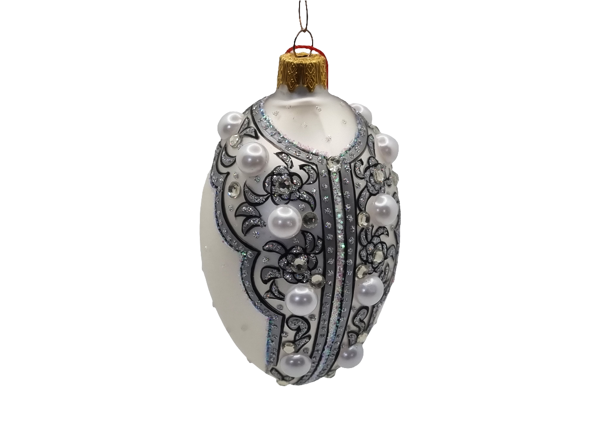 Glass Eggs | White Faberge Style Easter Eggs (S)