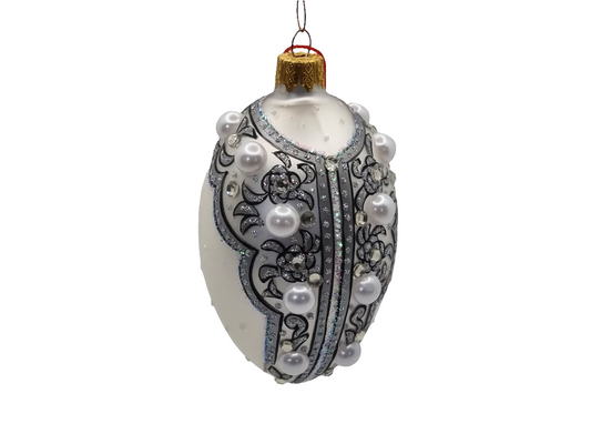 Glass Eggs | White Faberge Style Easter Eggs (S)