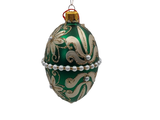 Glass Eggs | Green Faberge Style Easter Eggs (S)