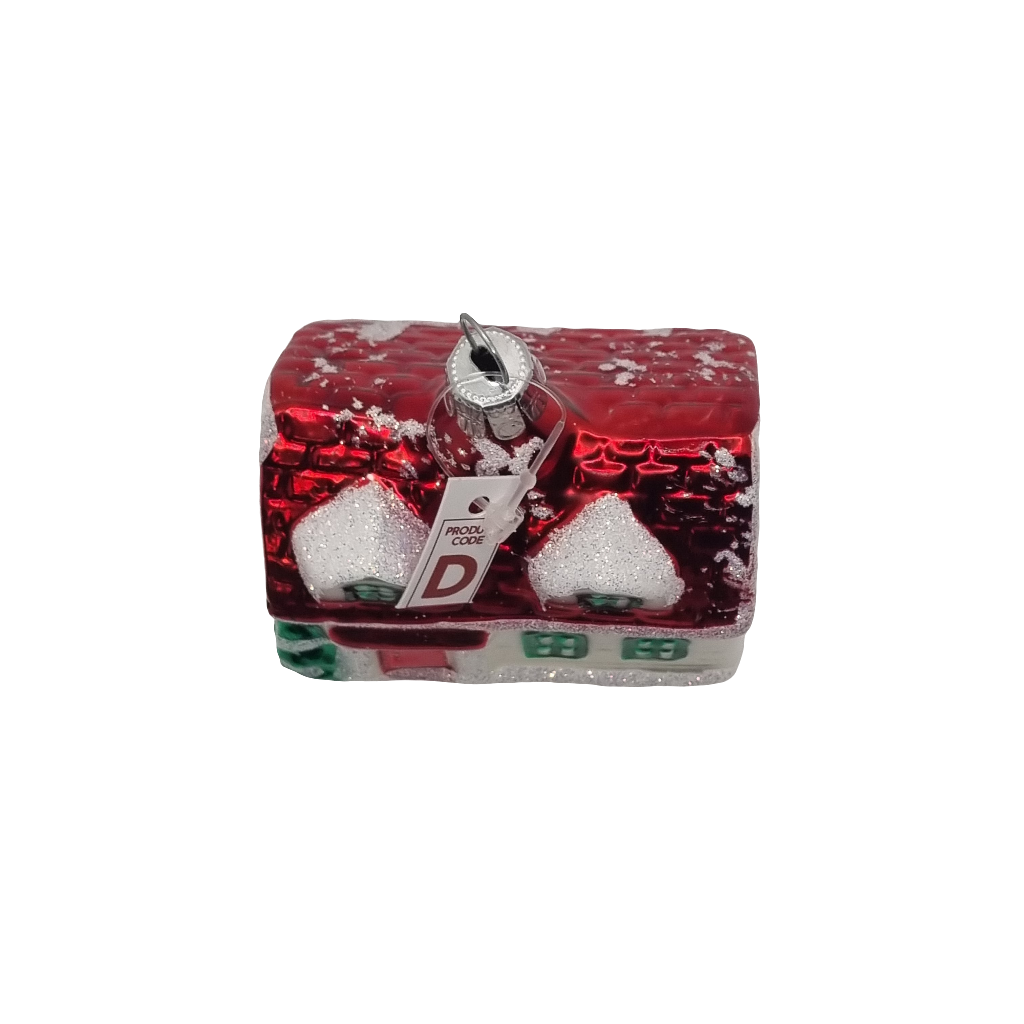 House Red Roof Christmas Tree Red Door (D)