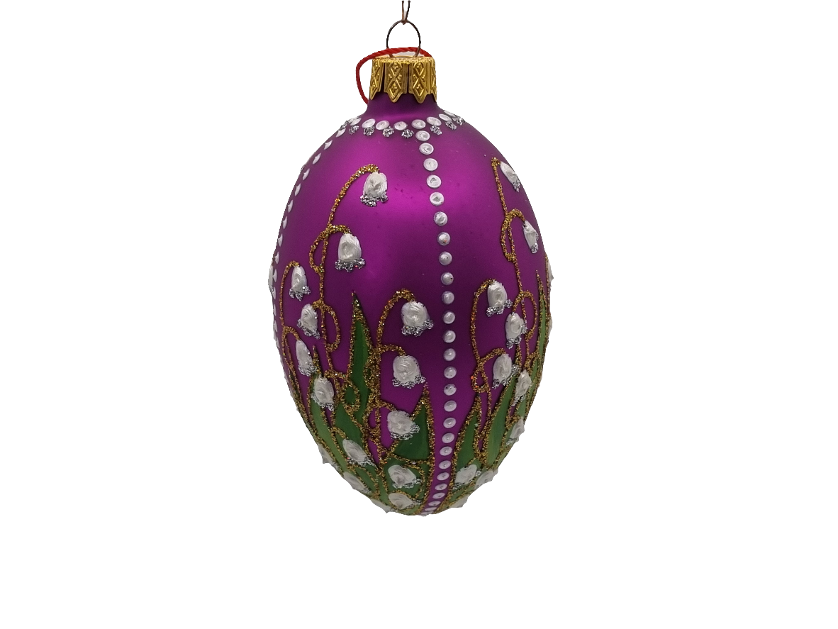 European Glass Christmas ornament of a Glass Eggs | Purple Faberge Style Easter Eggs (R)