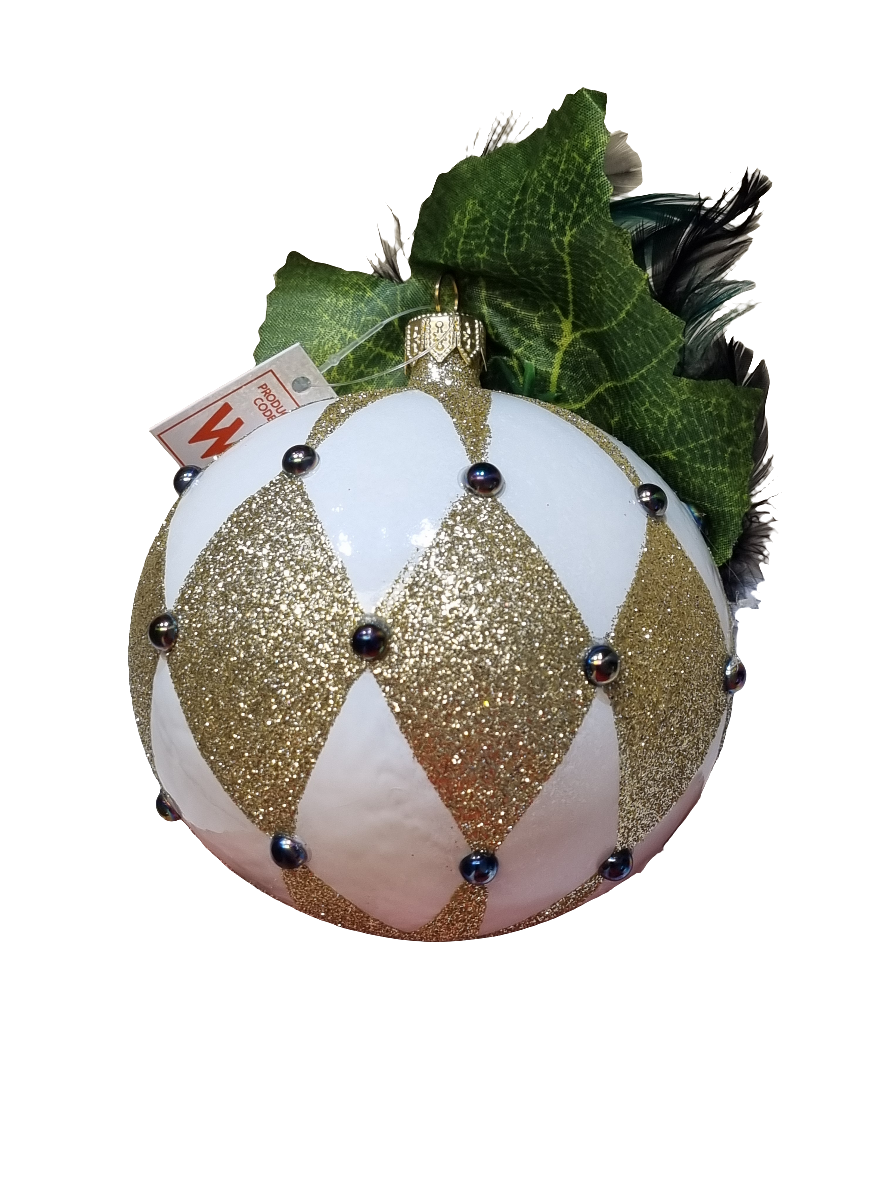 Venetian Mask Bauble with Feathers (W)
