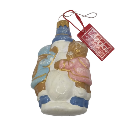 European Glass Christmas ornament of a Snowman with Children (N)